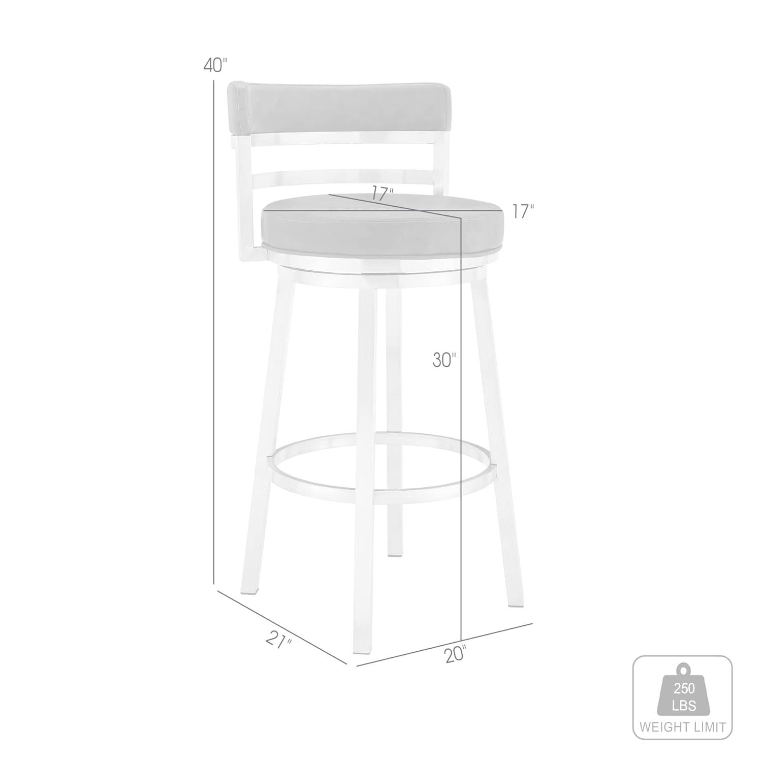 Armen Living Titana 30" Bar Height Swivel Red Faux Leather and Brushed Stainless Steel Bar Stool