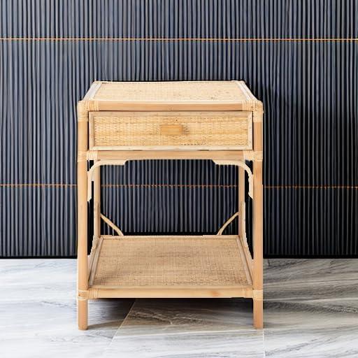 Roya 1 Drawer 1 Shelf Nightstand - Natural - Safavieh.