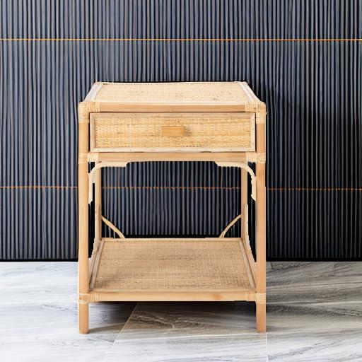 Roya 1 Drawer 1 Shelf Nightstand - Natural - Safavieh.