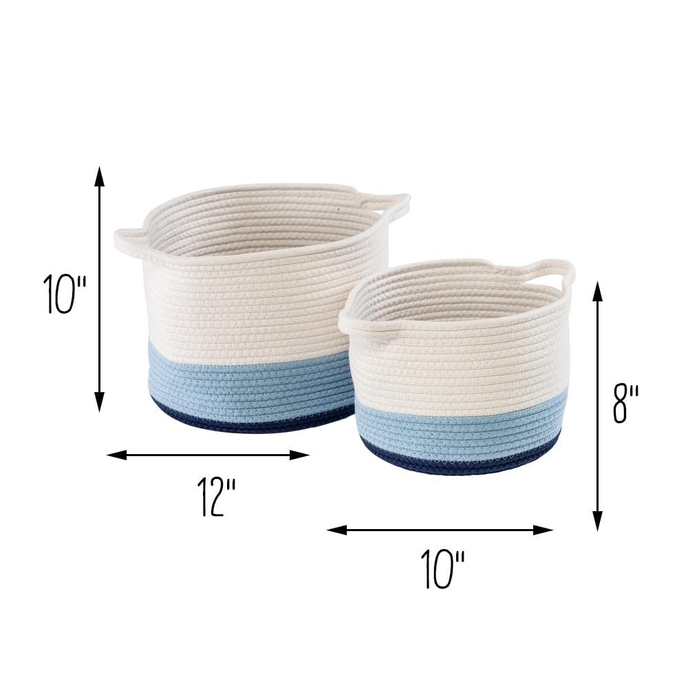 Honey-Can-Do Cotton Rope Nesting Storage Basket Set, Blue Ombré