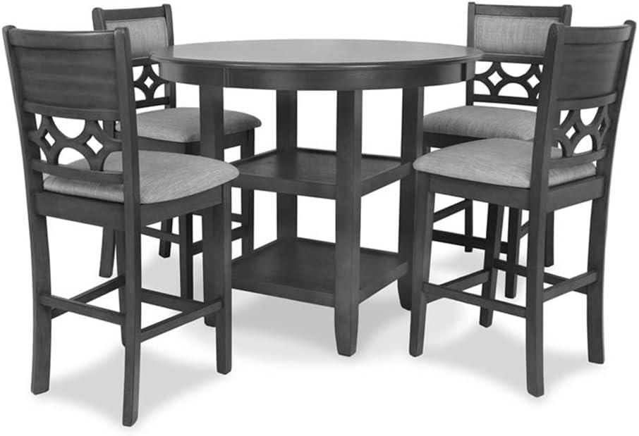 New Classic Furniture Mitchell 5-Piece Transitional Wood Counter Set in Gray