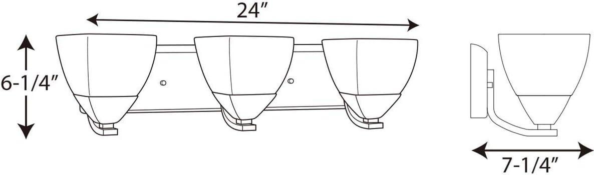 Progress Lighting, Appeal Collection, 3-Light Bath Vanity, Brushed Nickel, Etched White Glass Shades