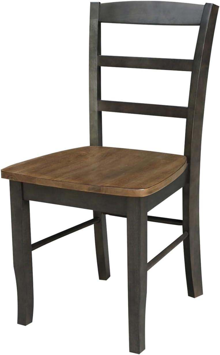 Set of 2 Hickory Washed Coal High Ladderback Side Chairs