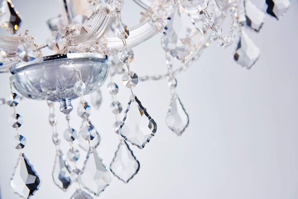 Elegant Chrome and Crystal 5-Light Candle Chandelier