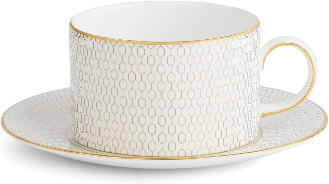 Gio Gold Geometric Fine Bone China Teacup and Saucer