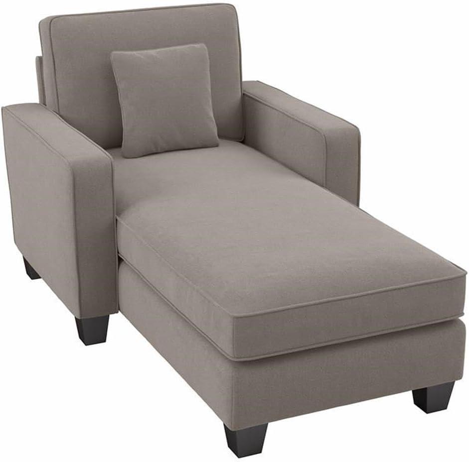 Stockton Chaise Lounge with Arms in Beige Herringbone Fabric
