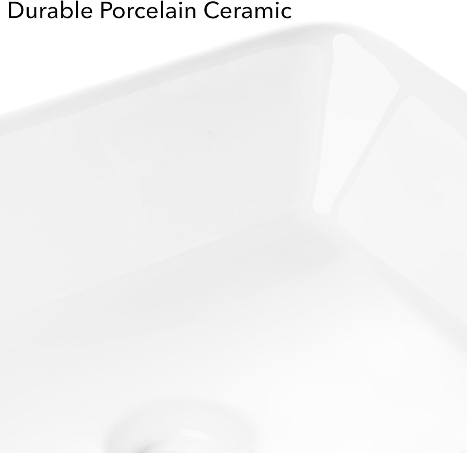 Miligore VESSEL-SK81 Miligore 15'' White Ceramic Rectangular Bathroom Sink