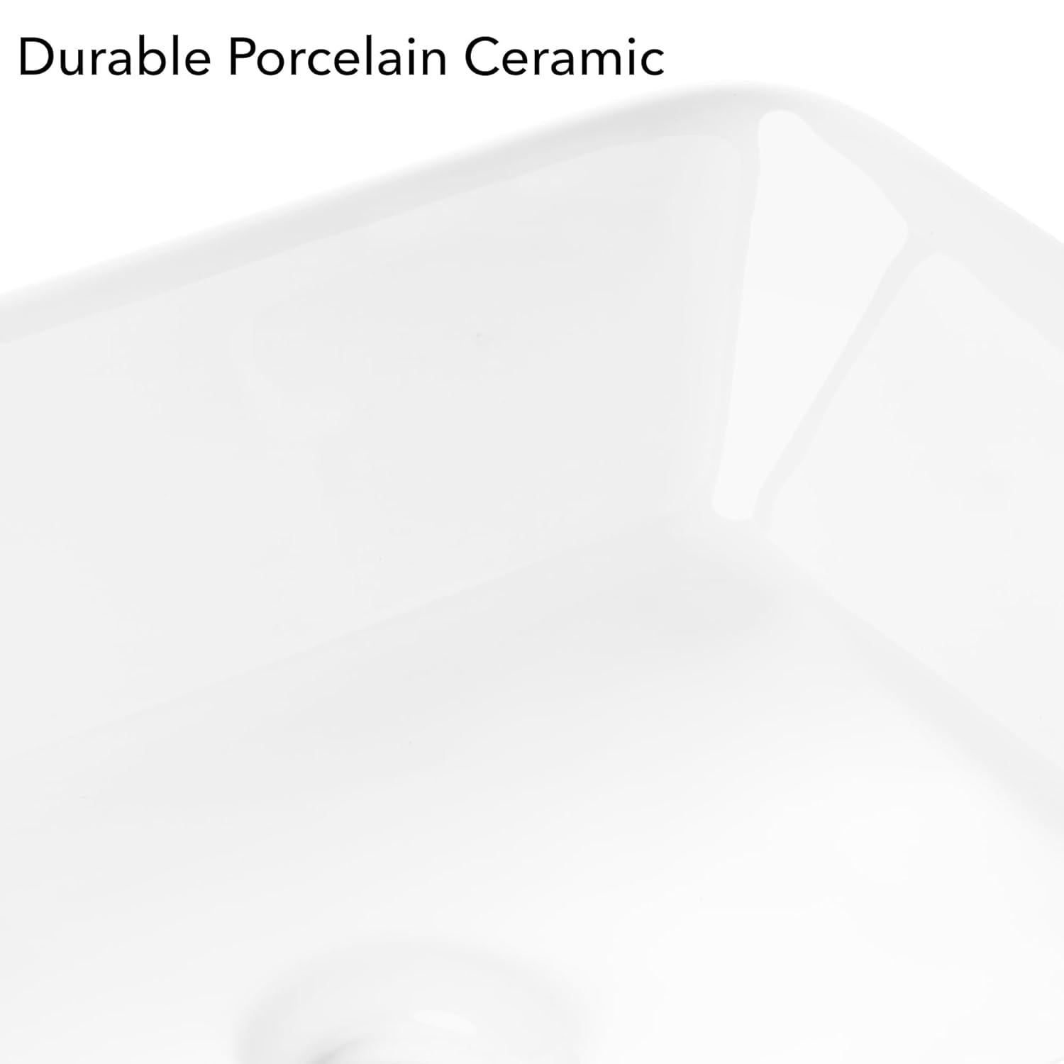 Miligore VESSEL-SK81 Miligore 15'' White Ceramic Rectangular Bathroom Sink