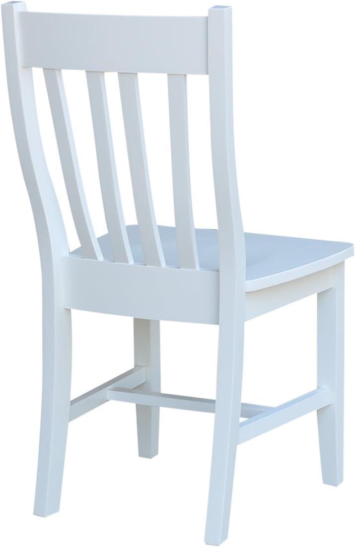 Elegant White Solid Wood High Slat Side Chairs, Set of 2