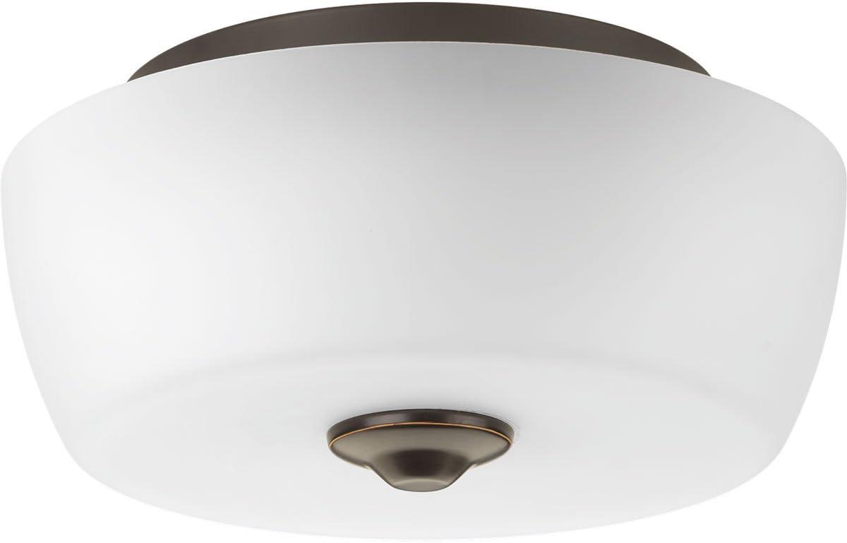 Progress Lighting Leap 2-Light Flush Mount, Brushed Nickel, Etched Glass Shade