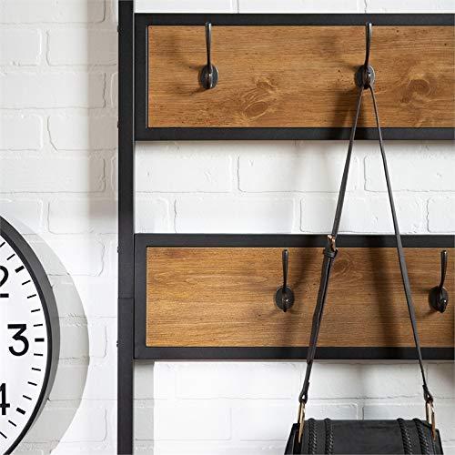 Walker Edison Industrial Hall Tree with Bench and Coat Hooks, Barnwood