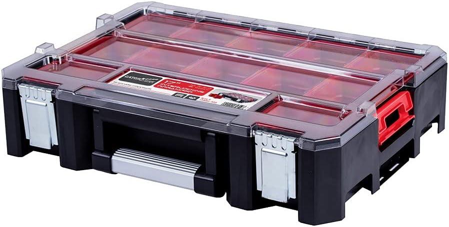 Deep Tray Organizer Box – Heavy-Duty Tool Storage Case with 15 Removable Cups – Hardware, Plumbing, Electrical Connector Container for Garage, Jobsite, or Workshop