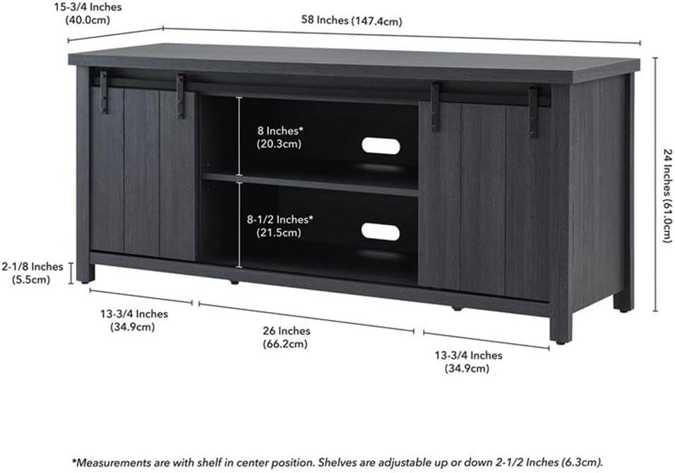 Evelyn&Zoe Deacon Rectangular TV Stand for TV's up to 65", Charcoal Gray