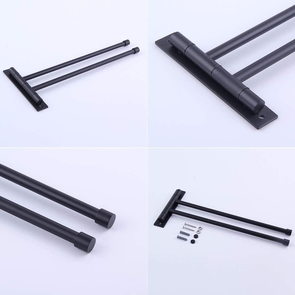 Stainless Steel Swing Out Towel Bar 2-Bar Folding Arm Swivel Hanger Bathroom Storage Organizer Rustproof Wall Mount Brushed Finish