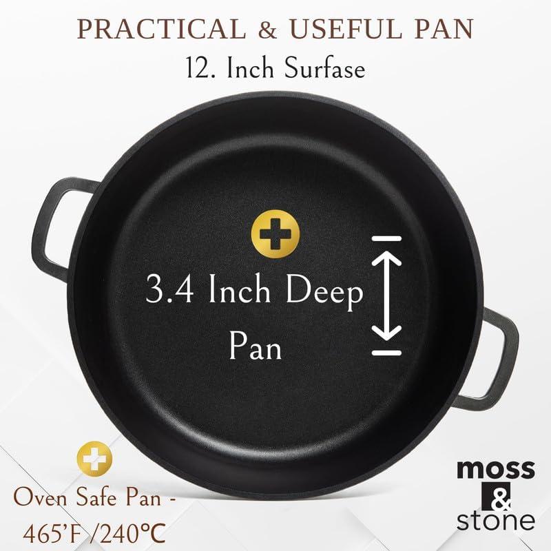 Moss & Stone 6 Qt Induction Compatible Aluminum Roaster Pot with Glass Lid