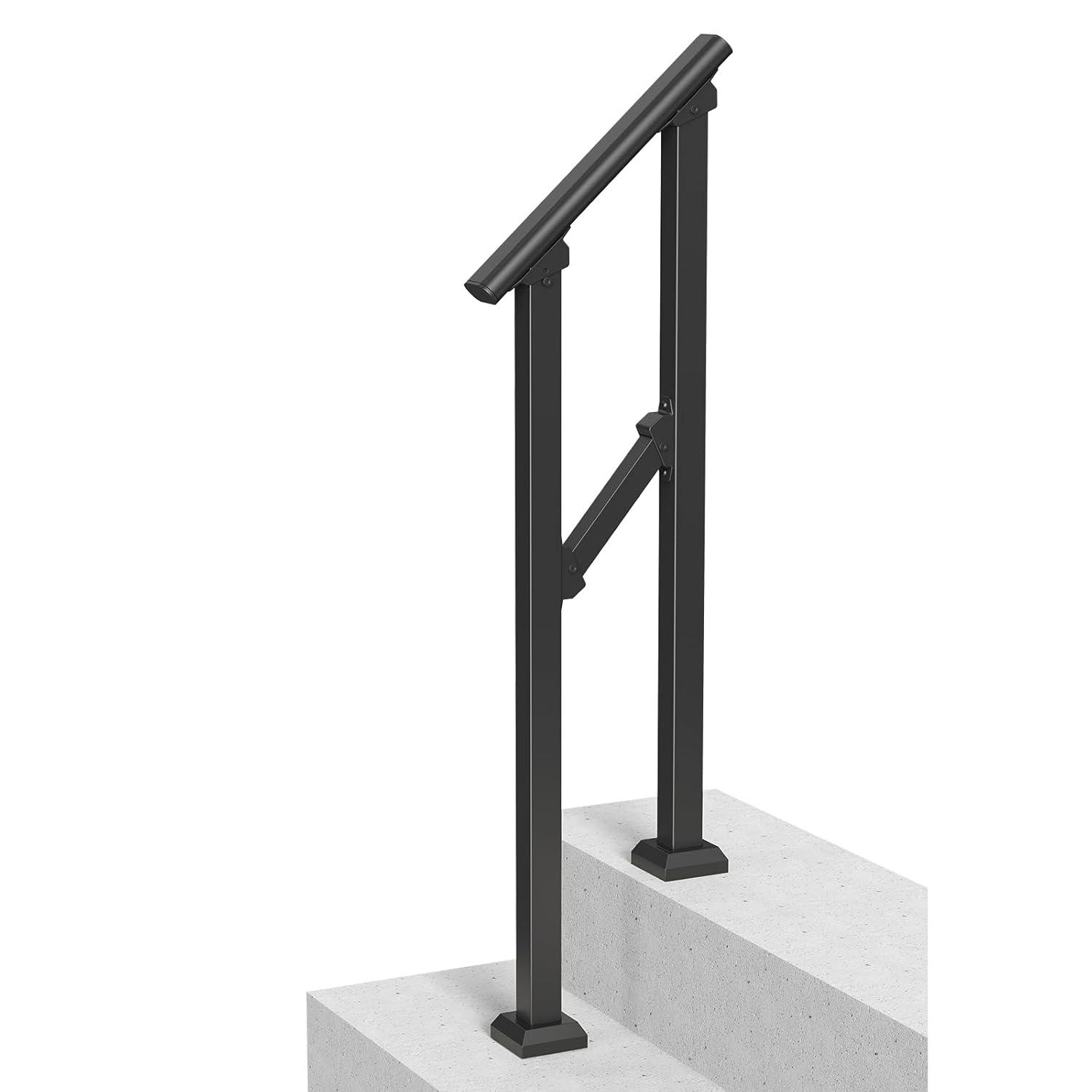 VEVOR 4-5 Handrails for Outdoor for Seniors Porch Deck Black Square Tube Steel