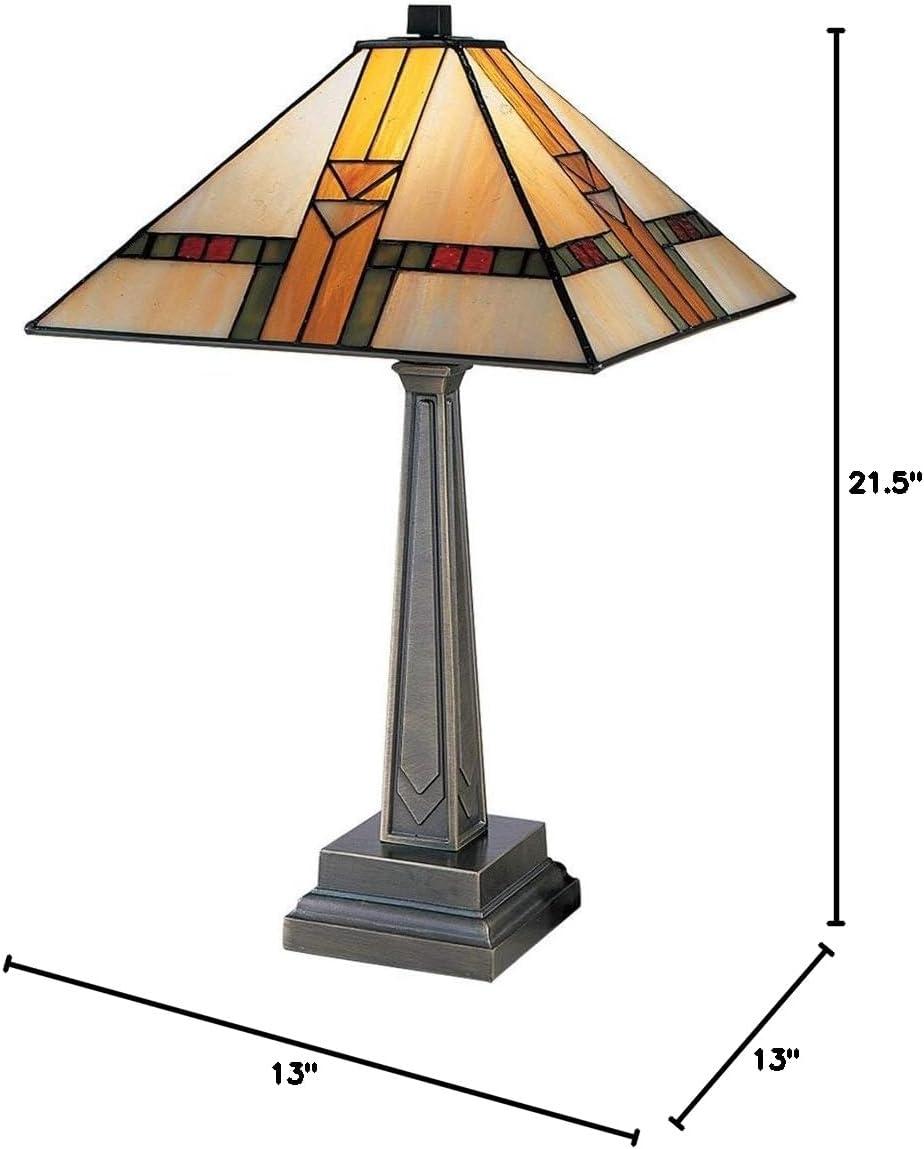 Edmund Mission 21" Stained Glass Table Lamp in Chocolate Bronze