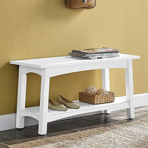 Alaterre Furniture Craftsbury 36 in. Sturdy Pine Wood Entryway Bench, 2-Person Bench Open Design Accent Furniture, White