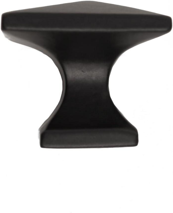 Matte Black Square Iron Cabinet Knob with Mounting Hardware