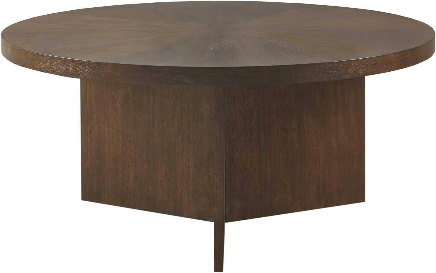 39.5'' Walnut Wood Starburst Round Coffee Table