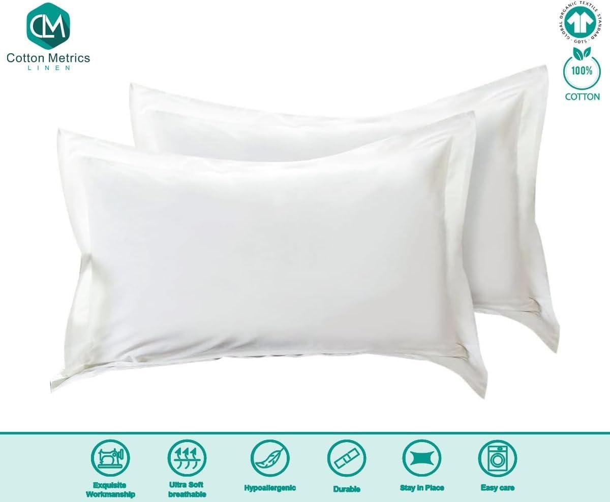 White Organic Cotton King Pillow Shams with Flange