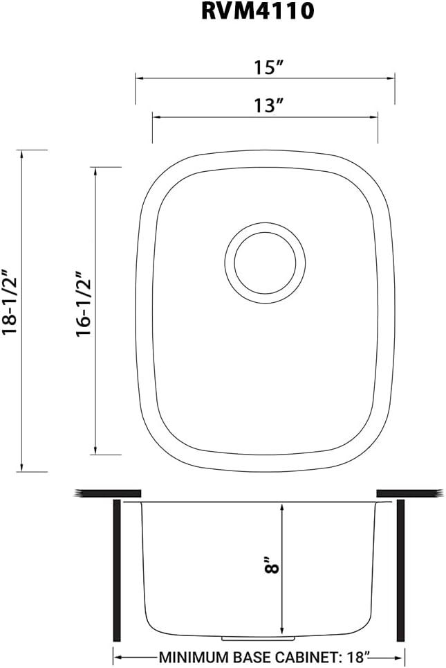 Ruvati 15 x 18 Inch Stainless Steel Undermount Bar Sink