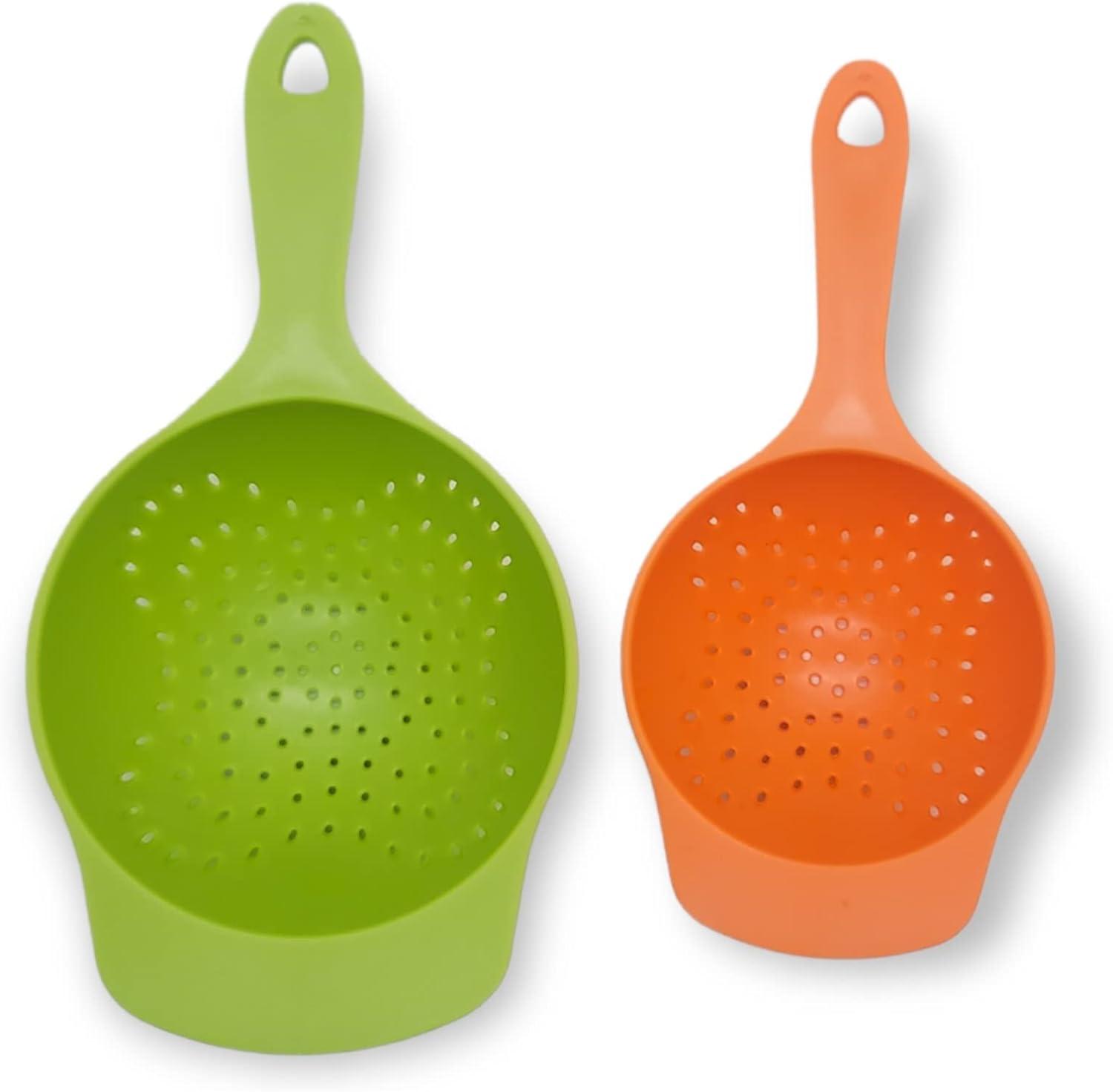 Green and Orange Plastic Nesting Mini Colander Set