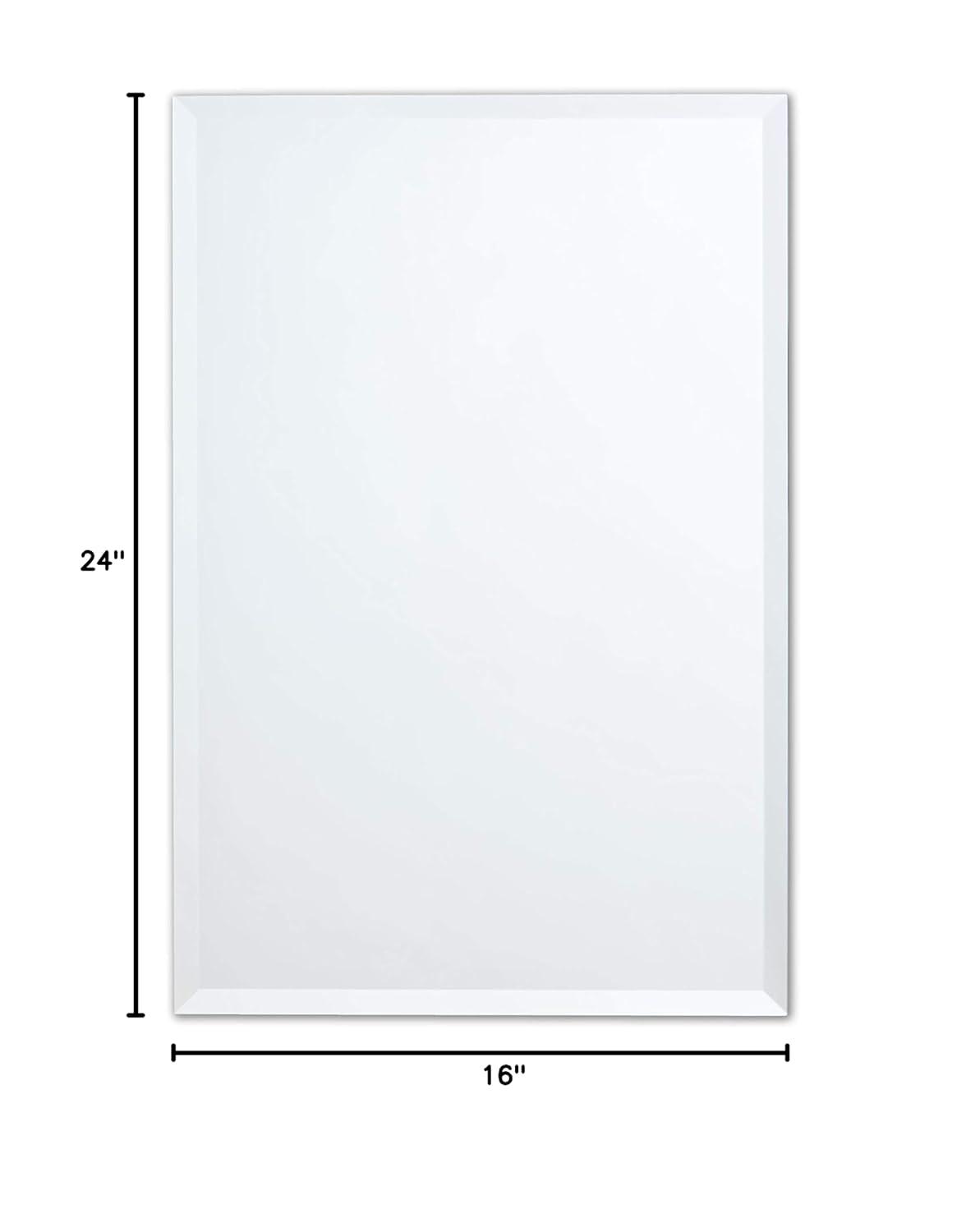 Ruomeng Rectangle Wall Mirror Frameless Bathroom Mirror 16” x 24" Beveled Edge Mirror for Vanity and Entryway