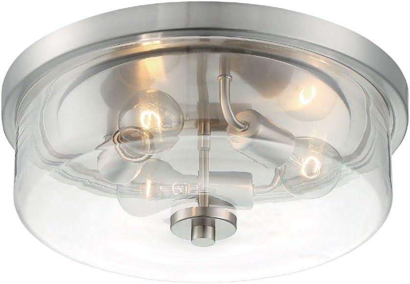 Sommerset Brushed Nickel 3-Light Flush Mount with Clear Glass