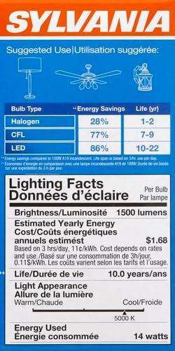 Sylvania 100W Equivalent Frosted Daylight LED Bulbs, 4-Pack