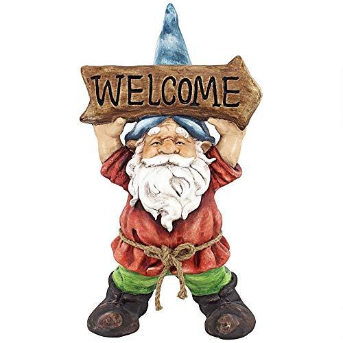 Welcoming Willie Garden Gnome with Welcome Sign