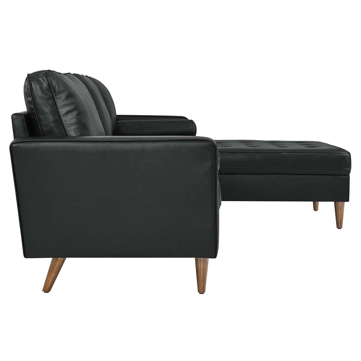 Valour 98" Leather Sectional Sofa Black