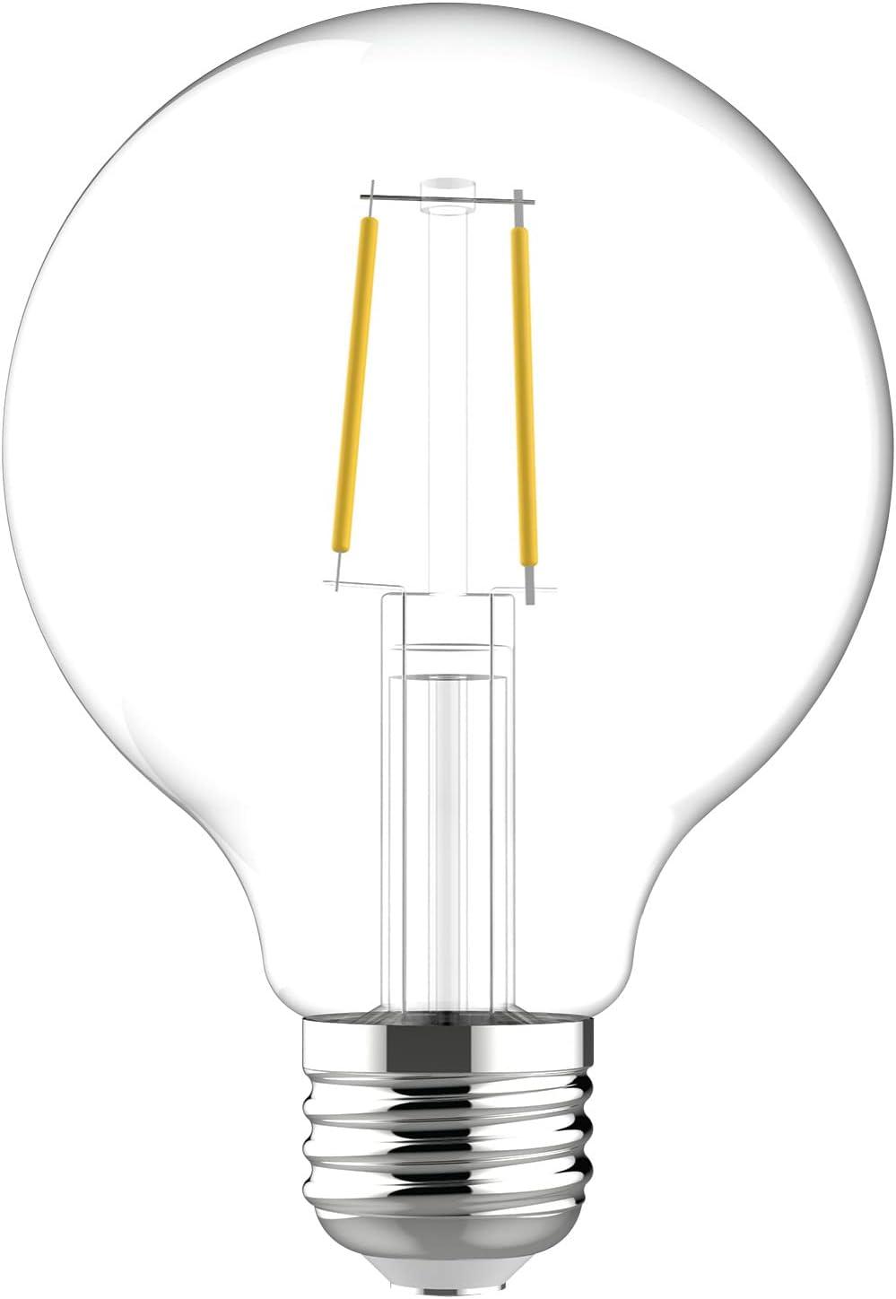 GE 3pk 40W Refresh G25 LED Clear Globe Light Bulbs Daylight: Dimmable, Energy Star, 5000K, 360 Lumens, E26 Base