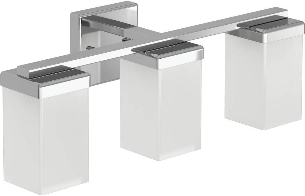 Sleek Chrome 3-Light Vanity Wall Fixture with Dimmable Rectangular White Shades