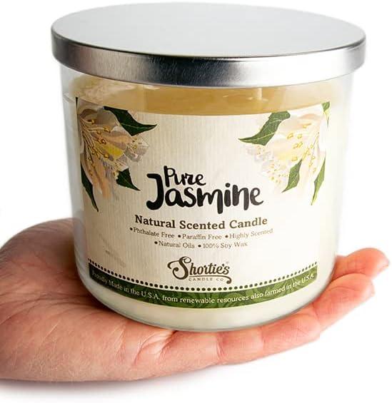 Pure Jasmine Scented 3 Wick Candle - All Natural - Made with 100% Responsibly Sourced Soy and Essential Fragrance Oils - Phthalate & Paraffin Free, Vegan, Non-Toxic