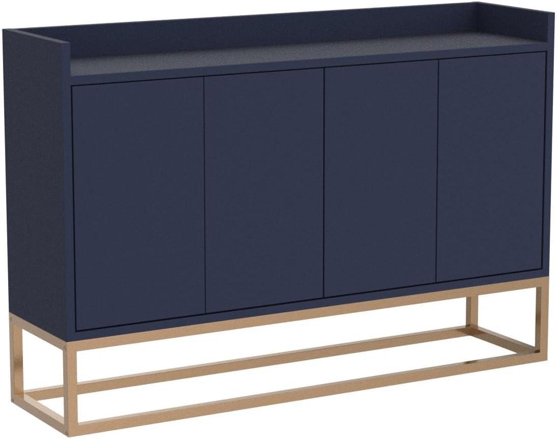 47" Sideboard, Buffet Cabinet with Storage and Rebound Device, Minimalist Accent Cabinet with Metal Legs for Living Room, Entryway, Navy