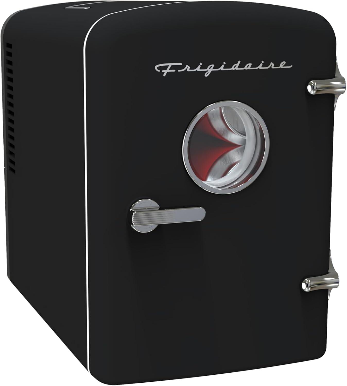 Frigidaire, 6 Can/4L Mini Personal Retro Fridge Cooler, EFMIS229, Black