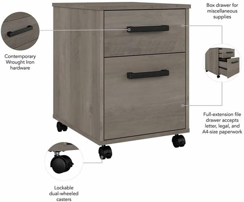 City Park 2 Drawer Mobile File Cabinet in Driftwood Gray - Engineered Wood