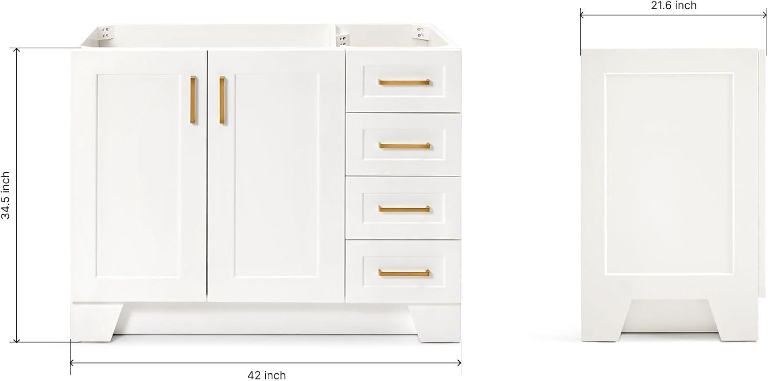 Ariel Q043s-R-Bc Taylor 42" Single Wood Vanity Cabinet - White