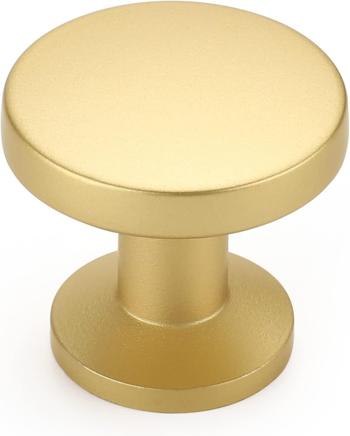 Brushed Brass Round Knurled Cabinet Knob Set