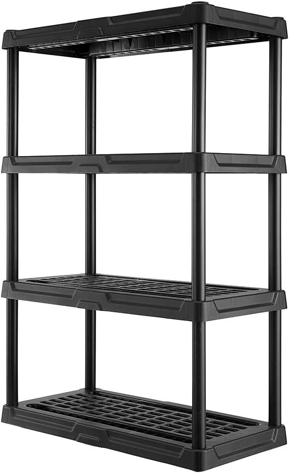 Black Heavy Duty 4-Tier Ventilated Plastic Storage Shelf