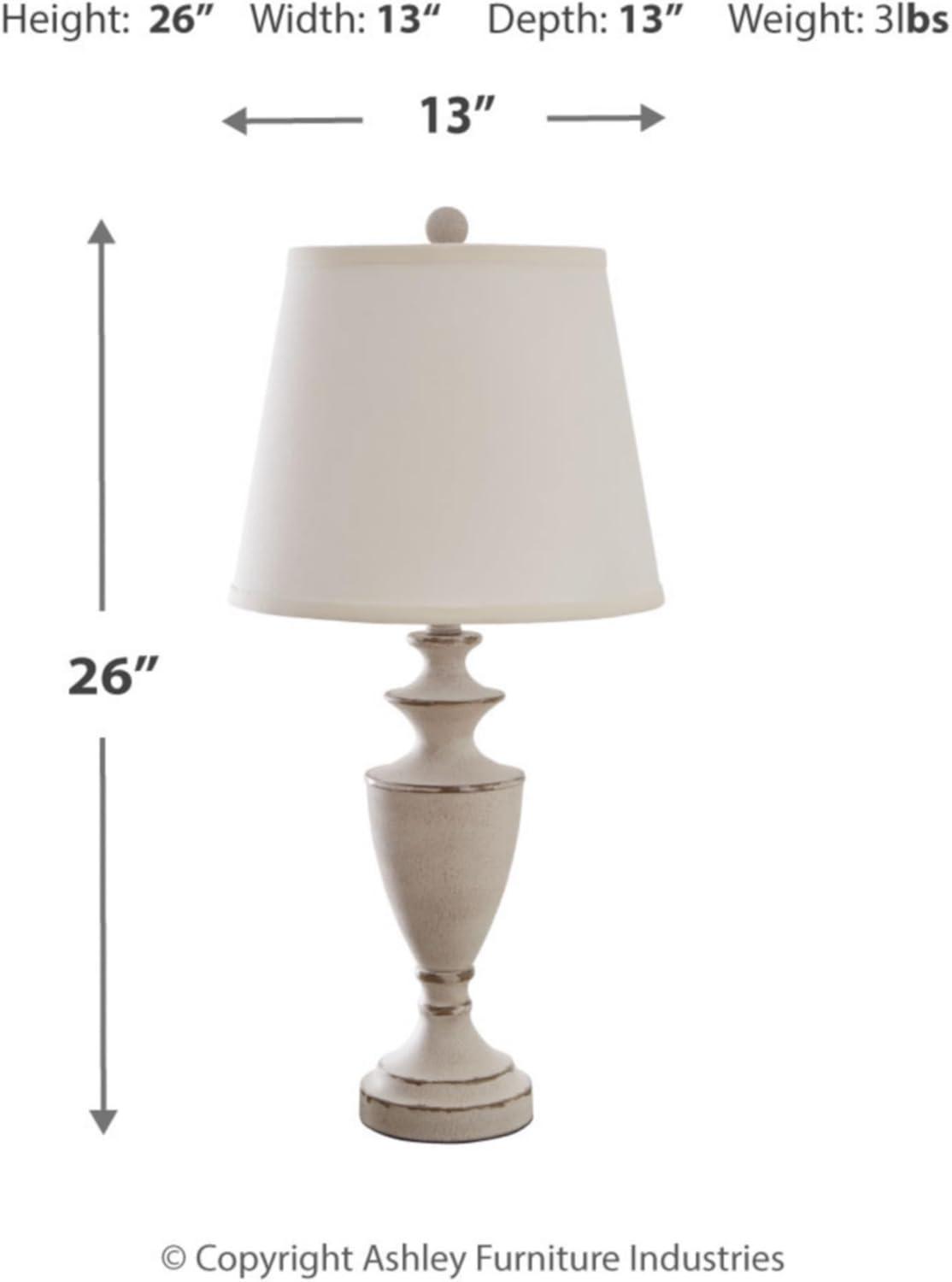 Signature Design by Ashley (Set of 2) Dorcher Table Lamps Antique Gray/Beige: Cotton Shade, Metal Body, UL Listed