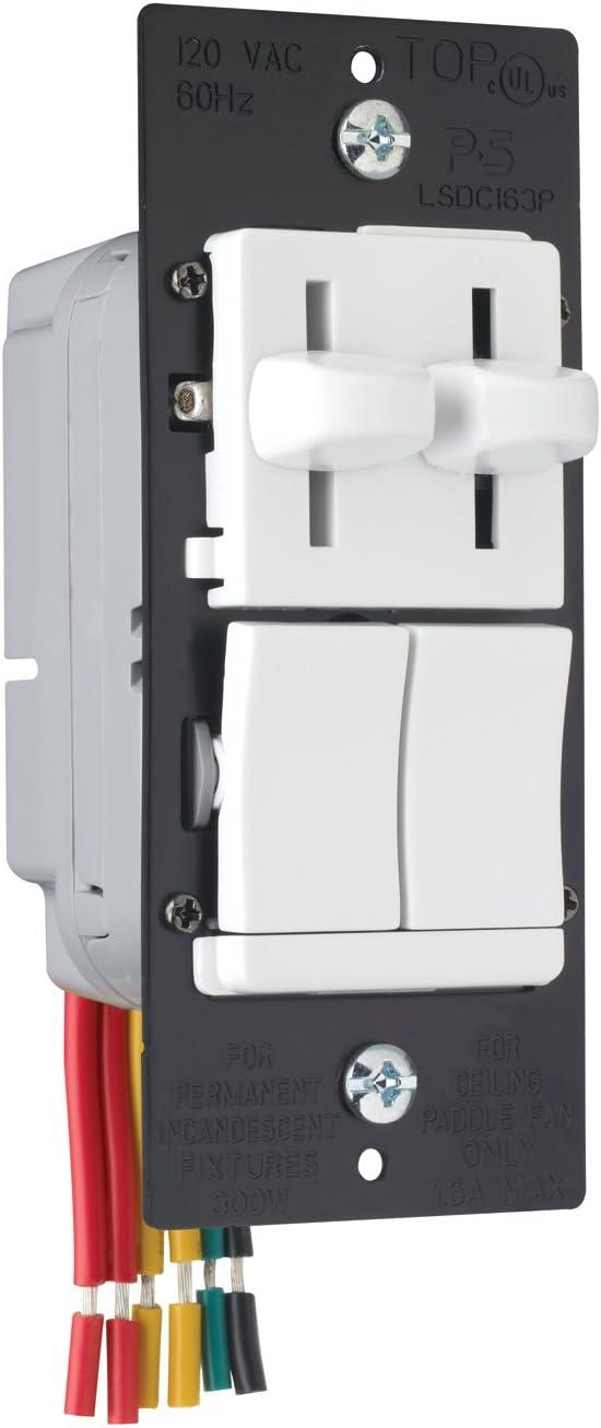 White 3-Way Decorator Dimmer and Fan Control Switch