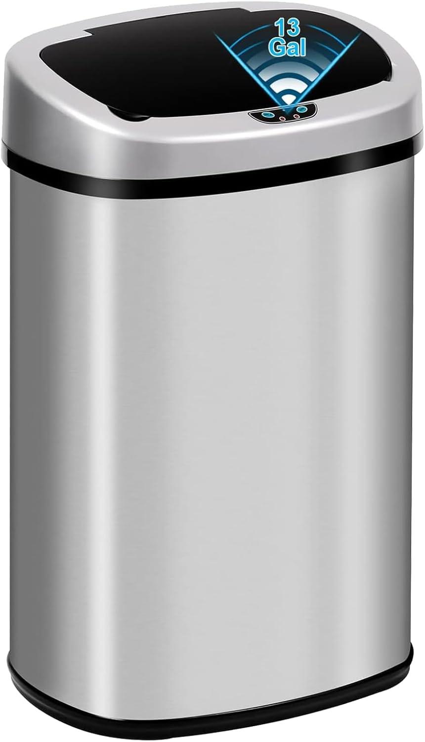 Stainless Steel 13 Gallon Motion Sensor Kitchen Trash Can