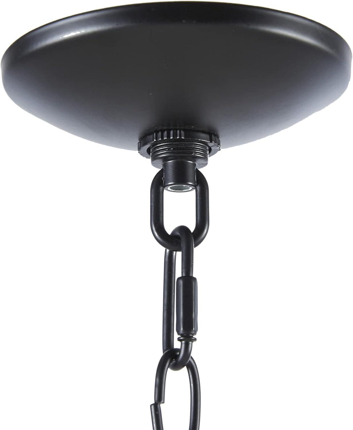 72.5" Brighton Chandelier Matte Black: Farmhouse Metal, 6-Light, Adjustable Height, No Shade