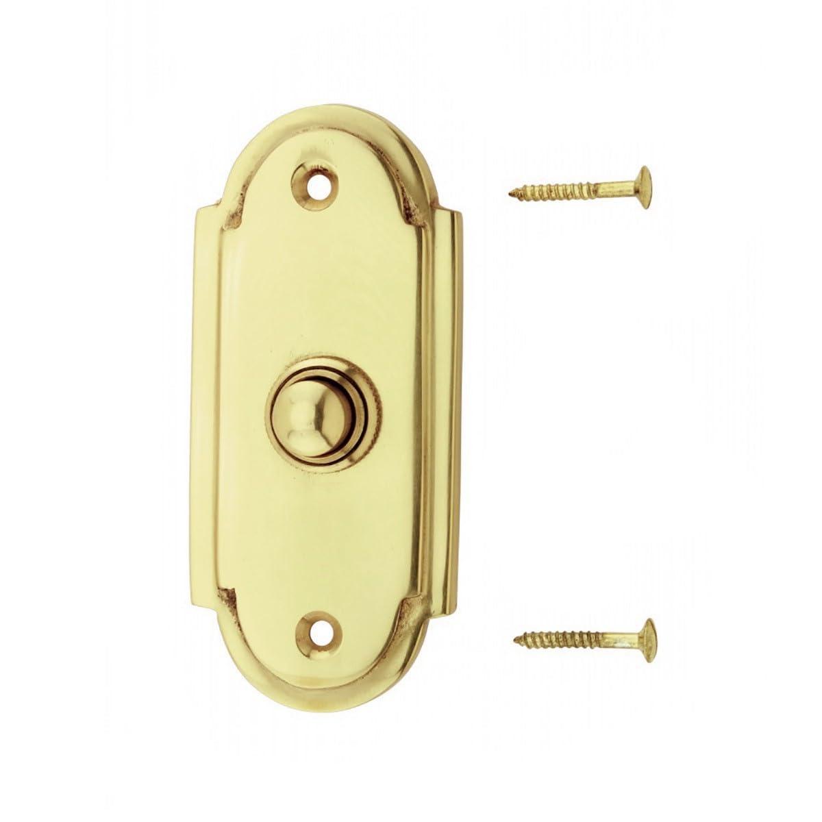 Wired Brass Door Bell Push Button 4" L Lacquered Finish