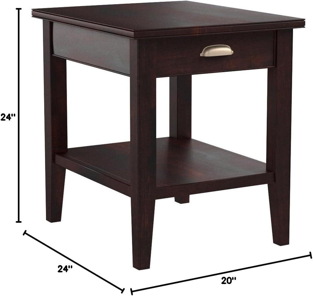 Leick Home Laurent Drawer End Table Chocolate Cherry Finish: Rectangular Side Table with Shelf, CARB Certified, No Tools Assembly