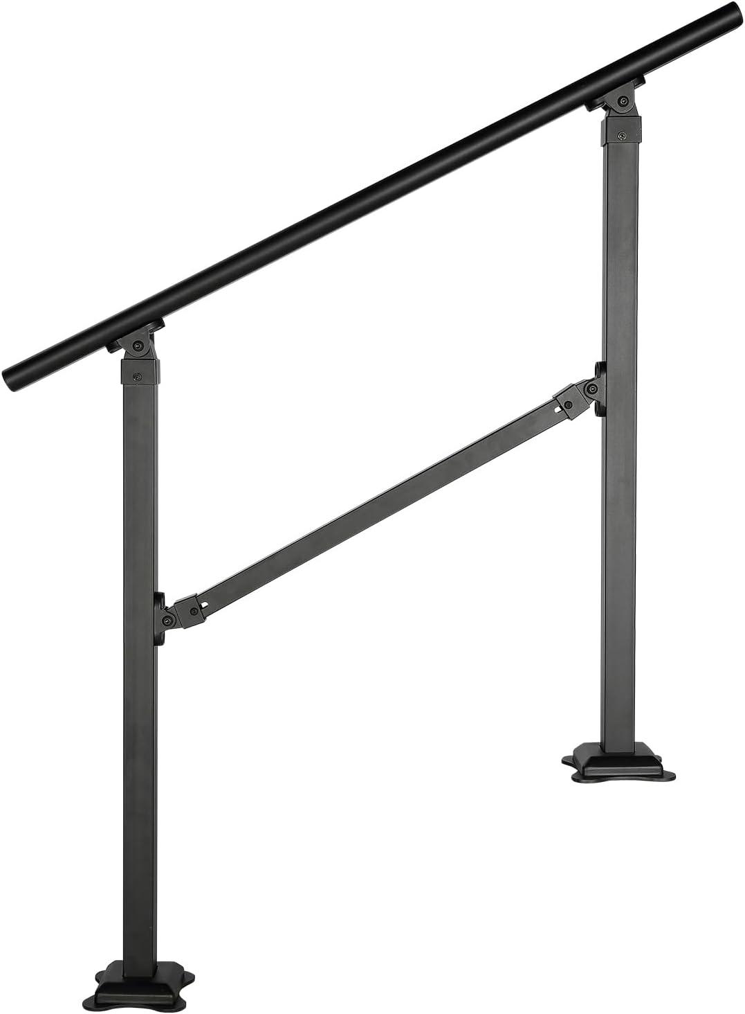 Adjustable Black Stainless Steel Handrail for 2-3 Steps