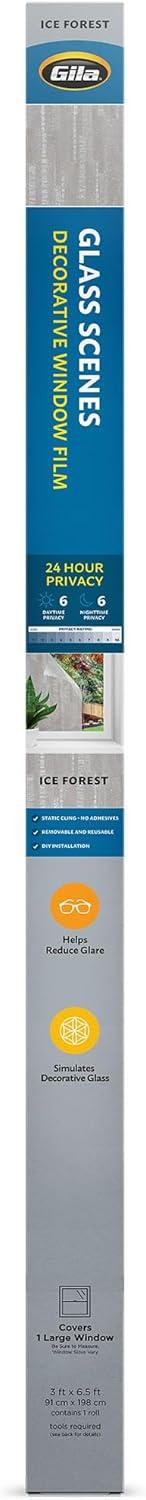 Gila® Glass Scenes Ice Forest Decorative Residential Window Film No Glue No Adhesive Static Cling DIY 3ft x 6.5ft (36in x 78in) (19.5 sq ft)