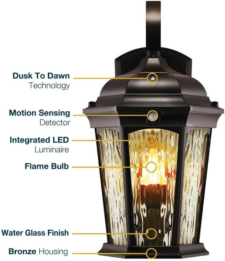 Classic Oil-Rubbed Bronze Medium Lantern Sconce with Etched Glass